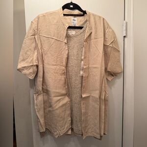 Banana Republic/ Zara mandarin collar Button-Up + linen blend tank top